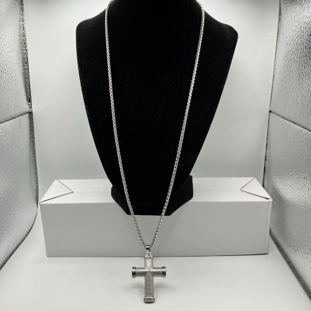Stainless Steel Cross Pendant Necklace Chunky Chain Brand NEW